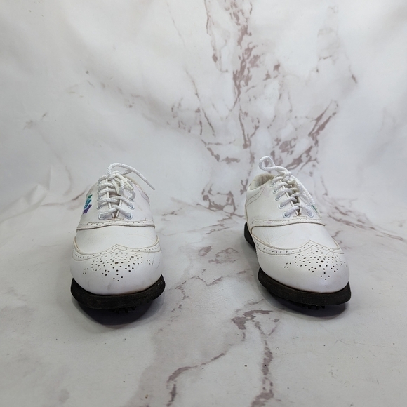 Footjoy Shoe Women 8 M White Vintage Greenjoys Lite Spike Golf Lace Embroidered - Picture 2 of 13